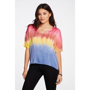 Chaser -Silky Basics Short Sleeve V-Neck Boxy Hi Lo Tee Sz S